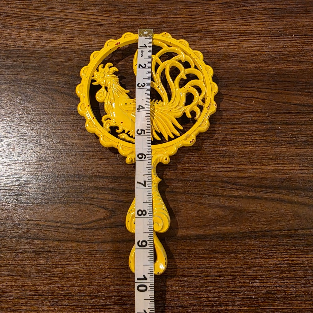 Vintage Sexton Yellow Cast Metal Rooster Trivet Farmhouse Kitchen Wall Decor 9in - Picture 4 of 12